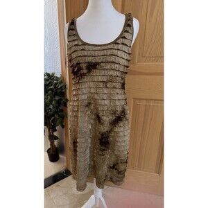 INC Small flapper ruffle shift A line dress Gold/Bronze Sleeveless Racerback